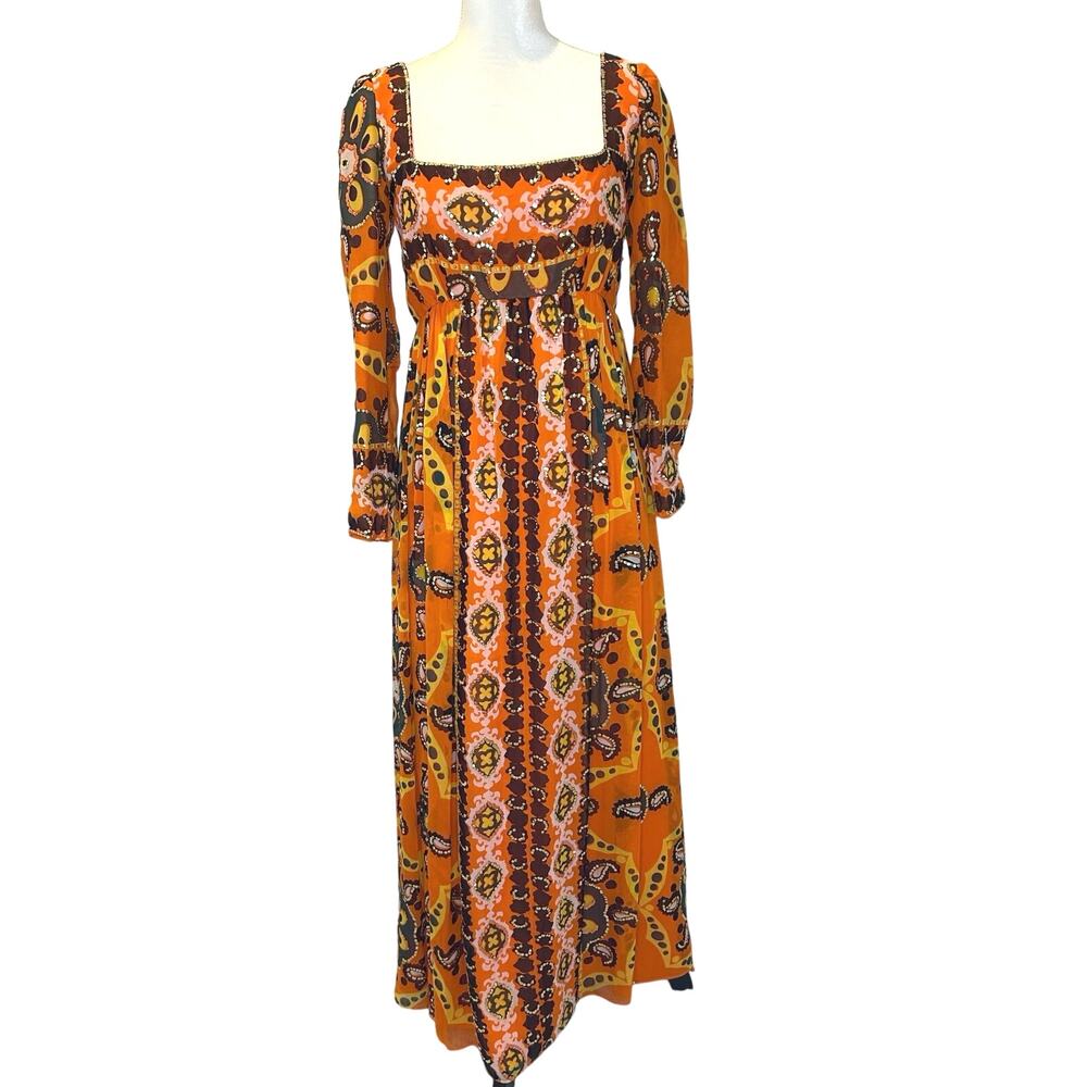 Stunning custom long maxi dress with delicate sequin detail approx size XS